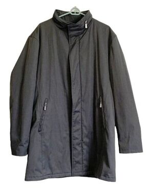 Bugatti Mens Winter Coat SZ 44 XL Gray Packable Zip Hood Water Repellent Quilted
